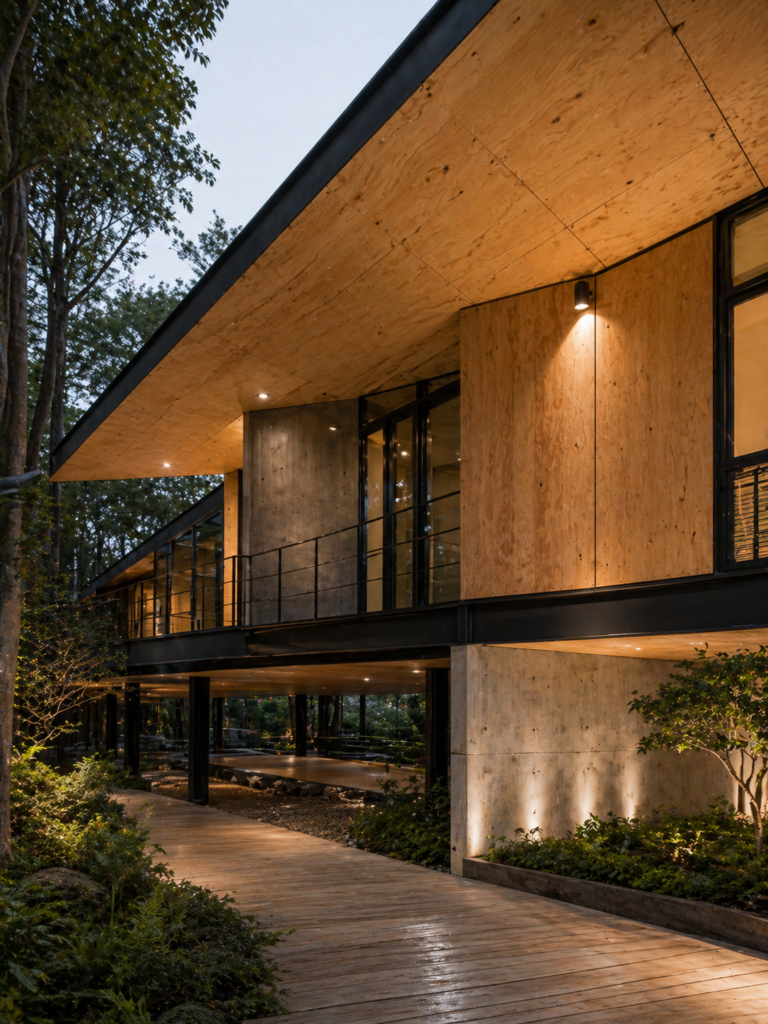 exterior plywood used in modern building construction and outdoor architectural applications